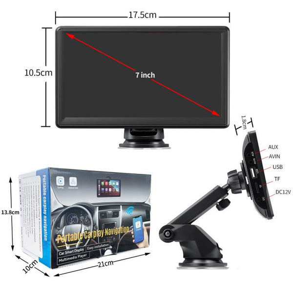 Car 7 inch IPS Portable Smart Screen Wireless Screen Projection Carplay Android Auto, with Reversing Camera