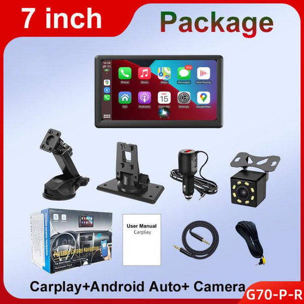 Car 7 inch IPS Portable Smart Screen Wireless Screen Projection Carplay Android Auto, with Reversing Camera