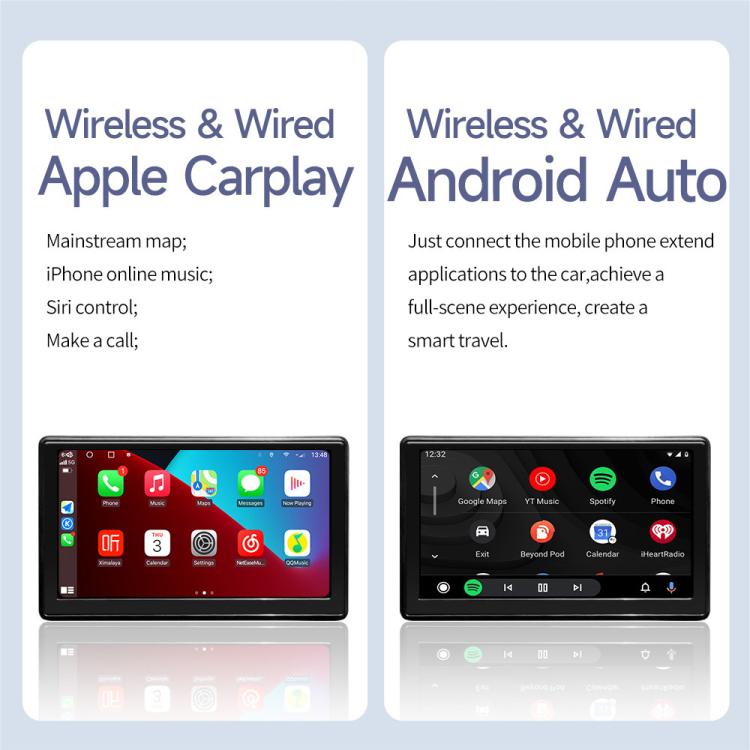 Car 7 inch IPS Portable Smart Screen Wireless Screen Projection Carplay Android Auto, with Reversing Camera