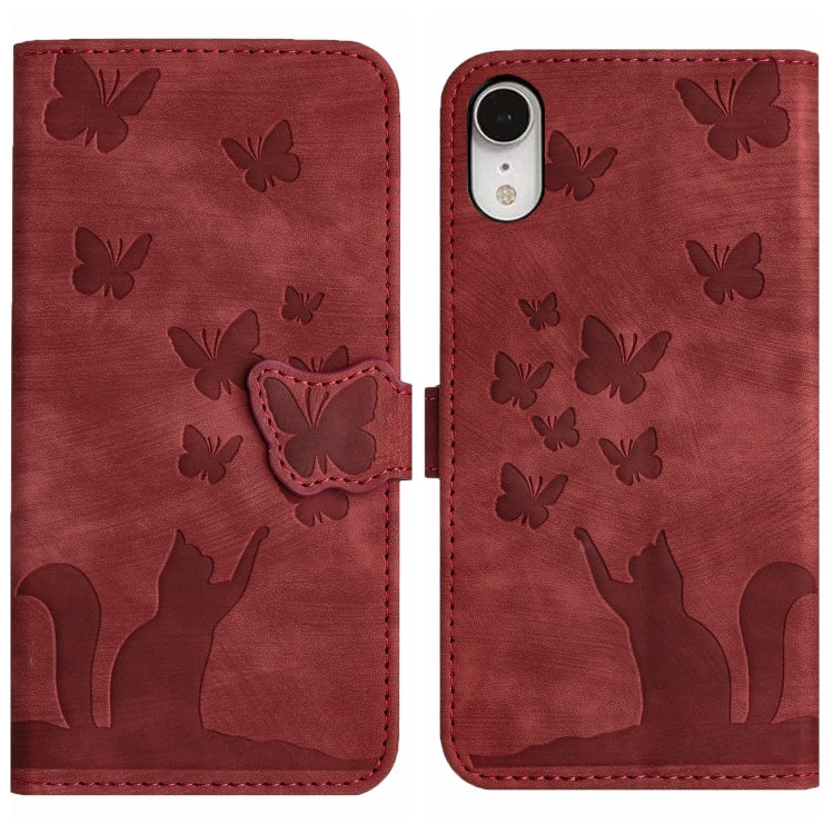 Butterfly Cat Embossing Flip Leather Phone Case