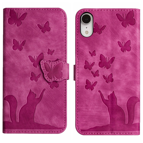 Butterfly Cat Embossing Flip Leather Phone Case