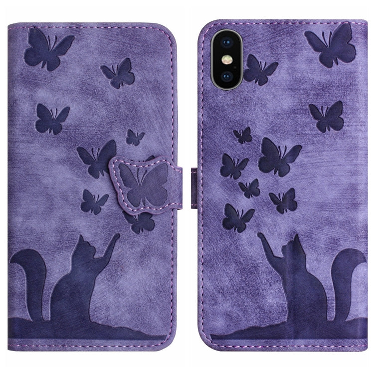 Butterfly Cat Embossing Flip Leather Phone Case