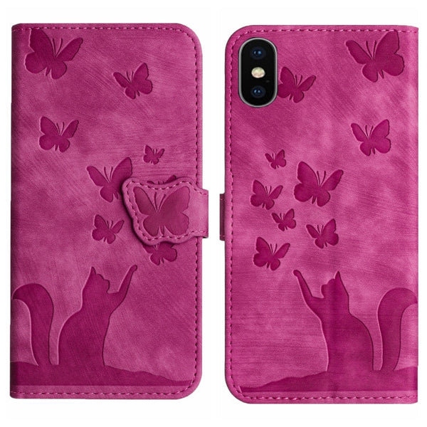 Butterfly Cat Embossing Flip Leather Phone Case