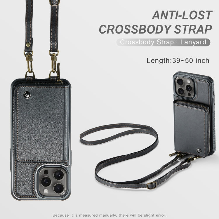 JEEHOOD C22 Series Zipper Wallet Leather Phone Case with Dual Lanyard