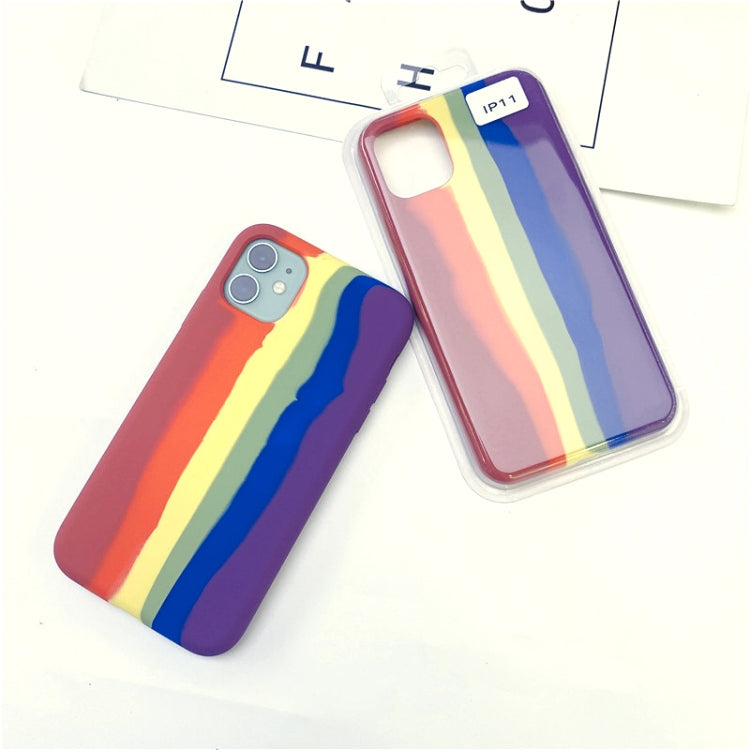 Rainbow Liquid Silicone Shockproof Full Coverage Protective Case, For iPhone 11, For iPhone 11 Pro, For iPhone 11 Pro Max