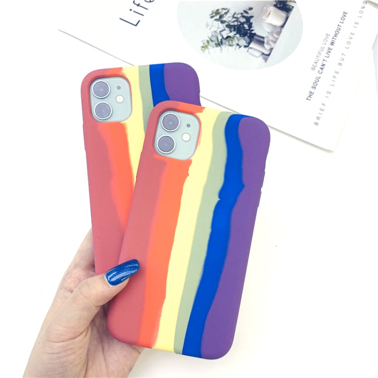 Rainbow Liquid Silicone Shockproof Full Coverage Protective Case, For iPhone 11, For iPhone 11 Pro, For iPhone 11 Pro Max