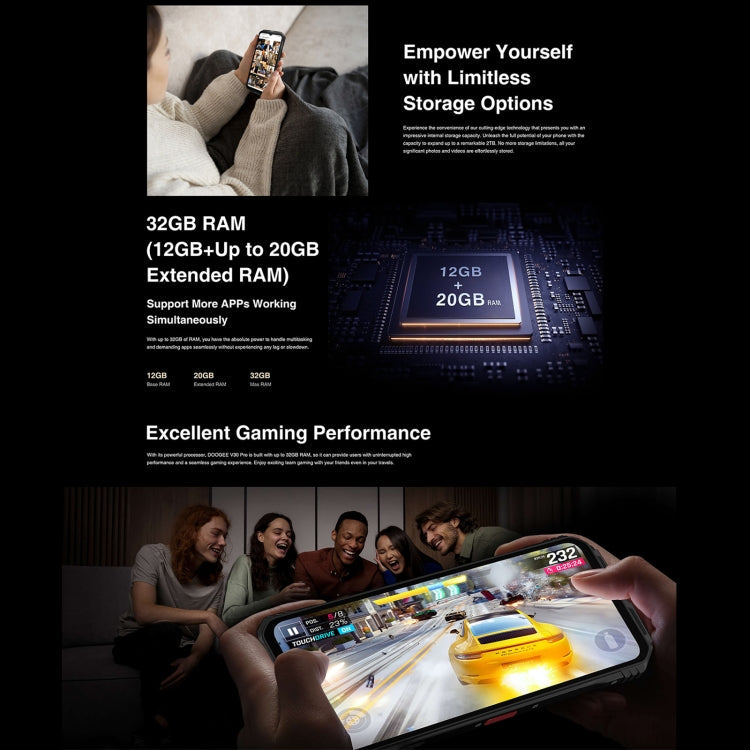 DOOGEE V30 Pro, 200MP Camera, Side Fingerprint, 10800mAh Battery, 6.58 inch Android 13 Dimensity 7050 Octa Core, Network: 5G, OTG, NFC, Support Google Pay
