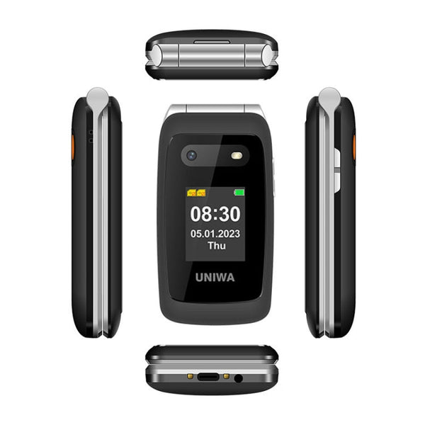 UNIWA V202T 4G Flip Style Phone, 2.4 inch Unisoc T107 Cat.1, SOS, FM, Dual SIM Cards, 21 Keys