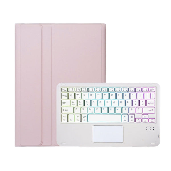 A09B-AS Candy Color Touch Backlight Bluetooth Keyboard Leather Tablet Case with Pen Holder