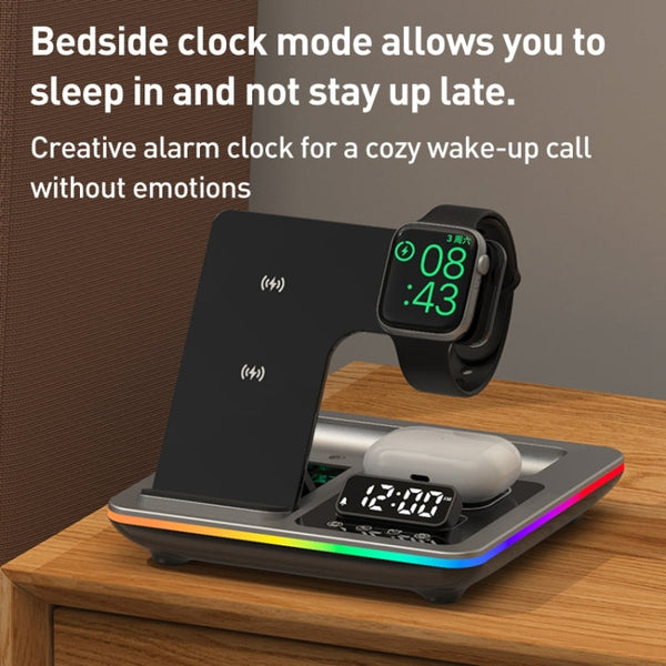 A93 15W 5 in 1 Multifunctional Foldable Wireless Charger Desktop Phone Stand