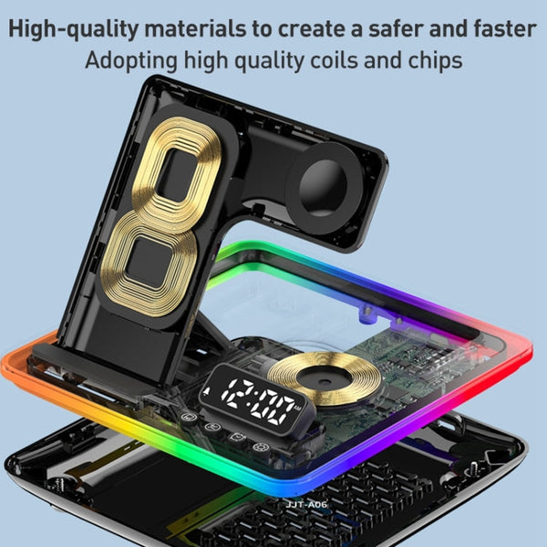 A93 15W 5 in 1 Multifunctional Foldable Wireless Charger Desktop Phone Stand