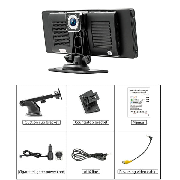 B5303R 10.26 inch Portable Car MP5 Player Built-in Driving Recorder Support CarPlay / Android Auto