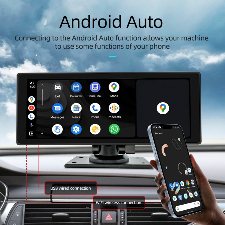 B5303R 10.26 inch Portable Car MP5 Player Built-in Driving Recorder Support CarPlay / Android Auto
