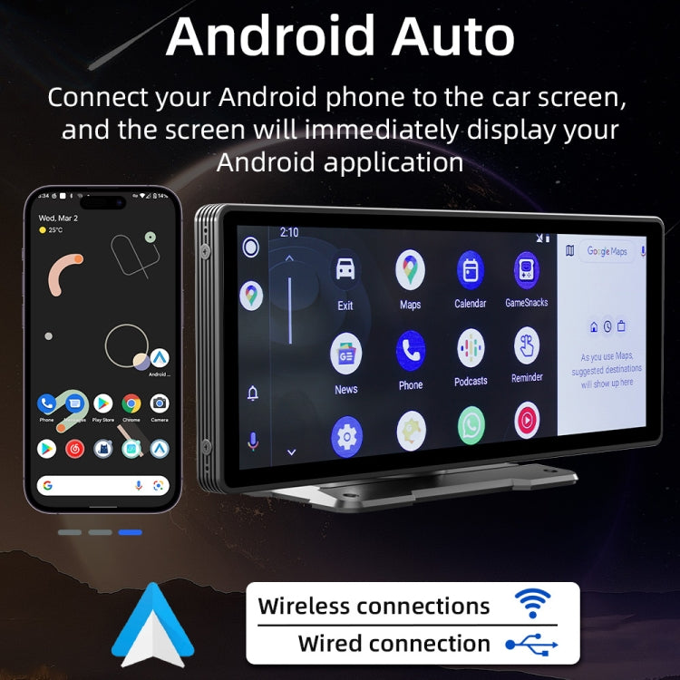 B5303 10.26 inch Portable Car MP5 Player Support CarPlay / Android Auto