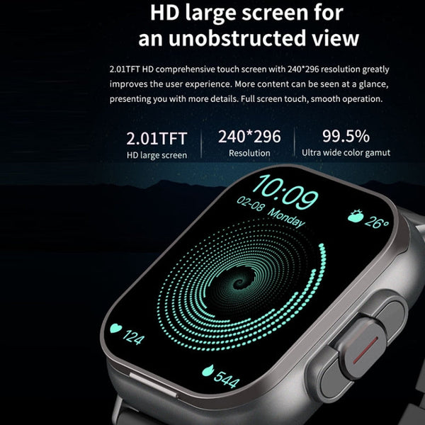 D8 2.01 inch 2 in 1 Bluetooth Earphone Silicone Band Smart Watch, Support Health Monitoring / NFC