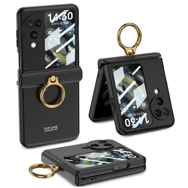 GKK Integrated Magnetic Hinged Flip Case with Ring Holder, For OPPO Find N3 Flip