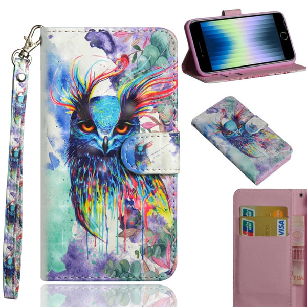 3D Painting Pattern Horizontal Flip TPU + PU Leather Case with Holder & Card Slots & Wallet & Lanyard, For iPhone 11, For iPhone SE 2022 / SE 2020 / 8 / 7