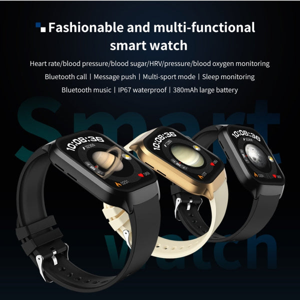 2.01 inch Milanese Steel Strap Bluetooth Call Smart Watch Support Heart Rate Monitoring / Non-invasive Blood Sugar, Milanese Steel Strap Gold