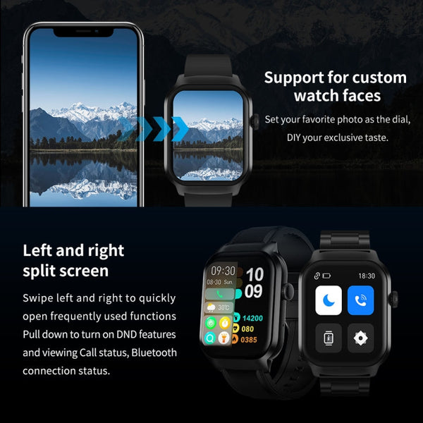 2.01 inch Silicone Strap Bluetooth Call Smart Watch Support Heart Rate Monitoring / Non-invasive Blood Sugar, Silicone Strap Black, Silicone Strap Light Yellow
