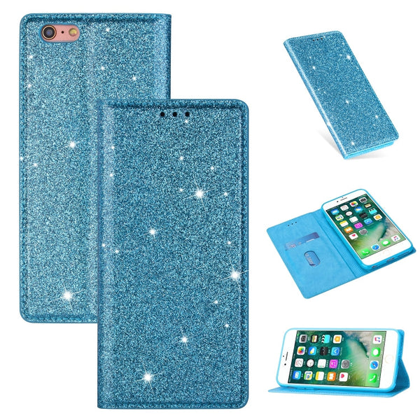 Ultrathin Glitter Magnetic Horizontal Flip Leather Case with Holder & Card Slots, For iPhone 6 Plus, For iPhone 8 / 7, For iPhone 8 Plus / 7 Plus, For iPhone 11