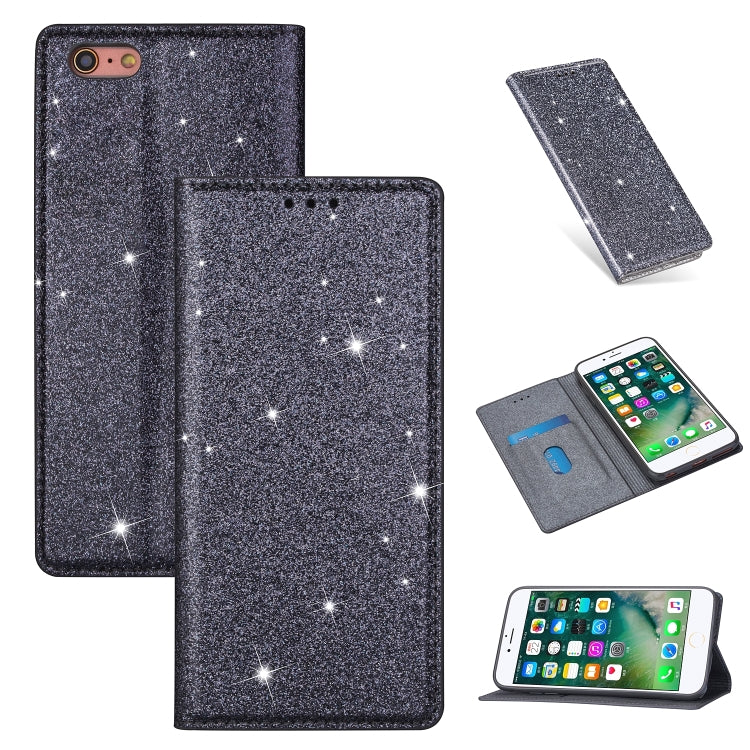 Ultrathin Glitter Magnetic Horizontal Flip Leather Case with Holder & Card Slots, For iPhone 6 Plus, For iPhone 8 / 7, For iPhone 8 Plus / 7 Plus, For iPhone 11