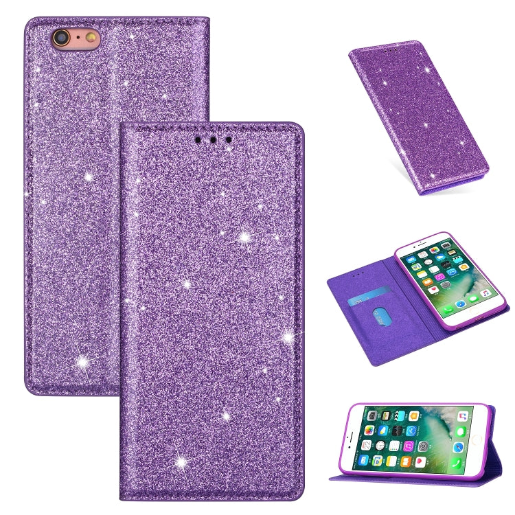 Ultrathin Glitter Magnetic Horizontal Flip Leather Case with Holder & Card Slots, For iPhone 6 Plus, For iPhone 8 / 7, For iPhone 8 Plus / 7 Plus, For iPhone 11