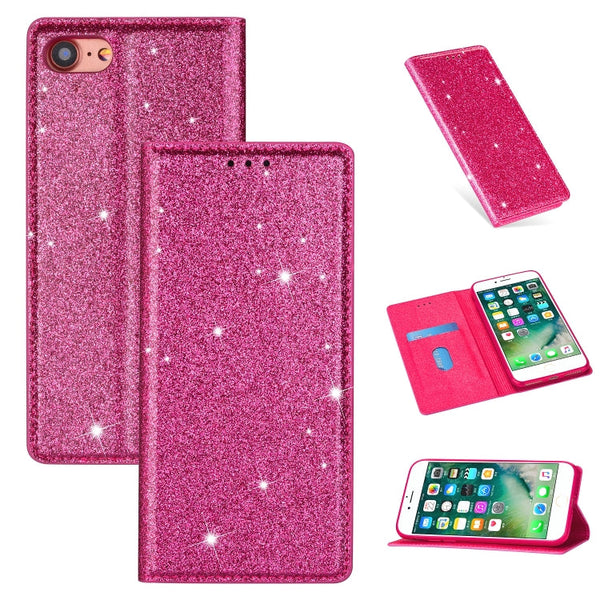 Ultrathin Glitter Magnetic Horizontal Flip Leather Case with Holder & Card Slots, For iPhone 6 Plus, For iPhone 8 / 7, For iPhone 8 Plus / 7 Plus, For iPhone 11