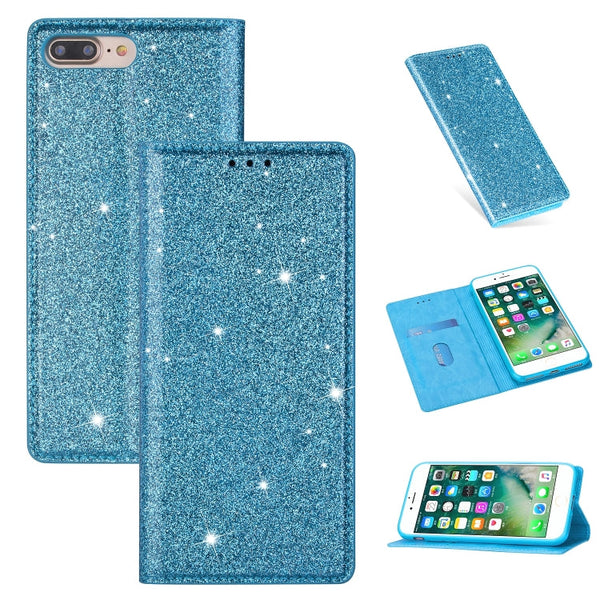 Ultrathin Glitter Magnetic Horizontal Flip Leather Case with Holder & Card Slots, For iPhone 6 Plus, For iPhone 8 / 7, For iPhone 8 Plus / 7 Plus, For iPhone 11