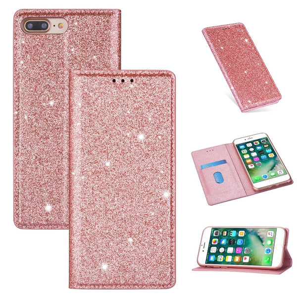 Ultrathin Glitter Magnetic Horizontal Flip Leather Case with Holder & Card Slots, For iPhone 6 Plus, For iPhone 8 / 7, For iPhone 8 Plus / 7 Plus, For iPhone 11