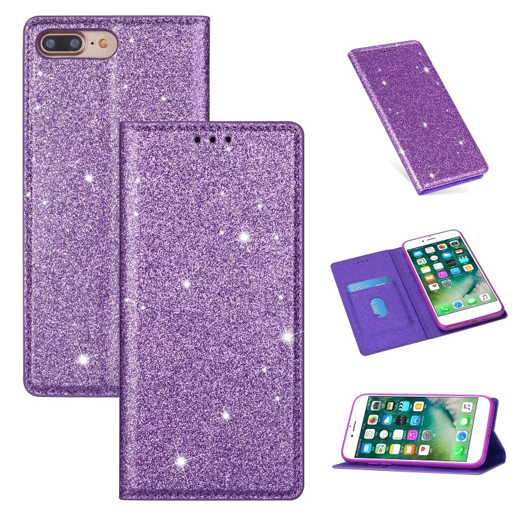 Ultrathin Glitter Magnetic Horizontal Flip Leather Case with Holder & Card Slots, For iPhone 6 Plus, For iPhone 8 / 7, For iPhone 8 Plus / 7 Plus, For iPhone 11