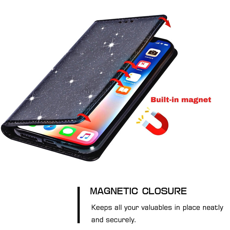 Ultrathin Glitter Magnetic Horizontal Flip Leather Case with Holder & Card Slots, For iPhone XR