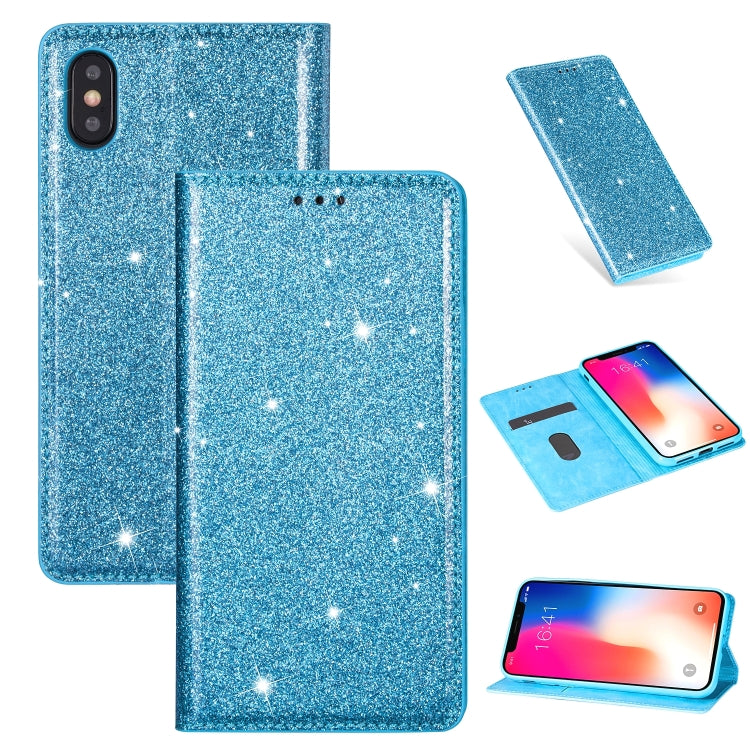 Ultrathin Glitter Magnetic Horizontal Flip Leather Case with Holder & Card Slots, For iPhone XR