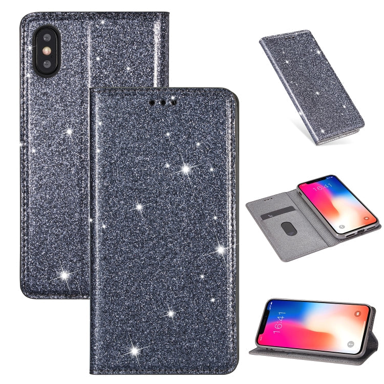 Ultrathin Glitter Magnetic Horizontal Flip Leather Case with Holder & Card Slots, For iPhone XR