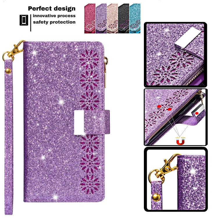 Multi-card Slots Starry Sky Laser Carving Glitter Zipper Horizontal Flip Leather Case with Holder & Wallet & Lanyard, For iPhone 11 Pro Max, For iPhone 11 Pro, For iPhone 11, For iPhone XS Max