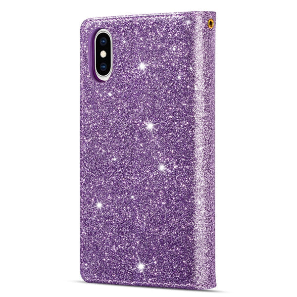 Multi-card Slots Starry Sky Laser Carving Glitter Zipper Horizontal Flip Leather Case with Holder & Wallet & Lanyard, For iPhone XR, For iPhone X / XS, For iPhone 8 Plus / 7 Plus, For iPhone SE 2022 / SE 2020 / 8 / 7