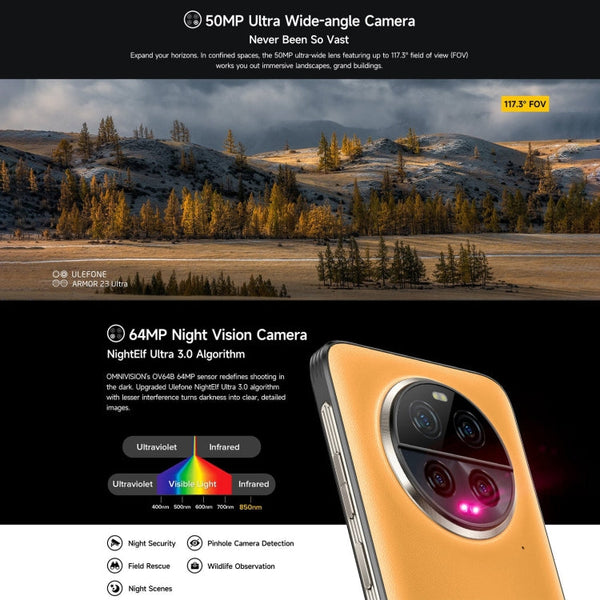 Ulefone Armor 23 Ultra Rugged Phone, 6.78 inch Android 13 MediaTek Dimensity 8020 Octa Core up to 2.6GHz, Network: 5G, NFC, OTG, Satellite Messaging