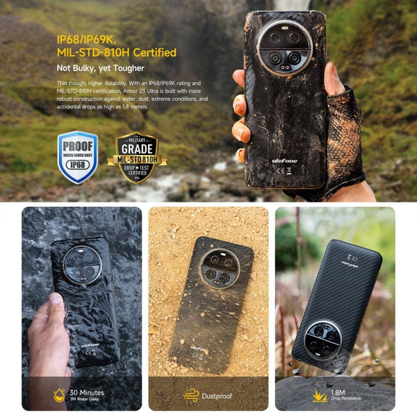 Ulefone Armor 23 Ultra Rugged Phone, 6.78 inch Android 13 MediaTek Dimensity 8020 Octa Core up to 2.6GHz, Network: 5G, NFC, OTG, Satellite Messaging