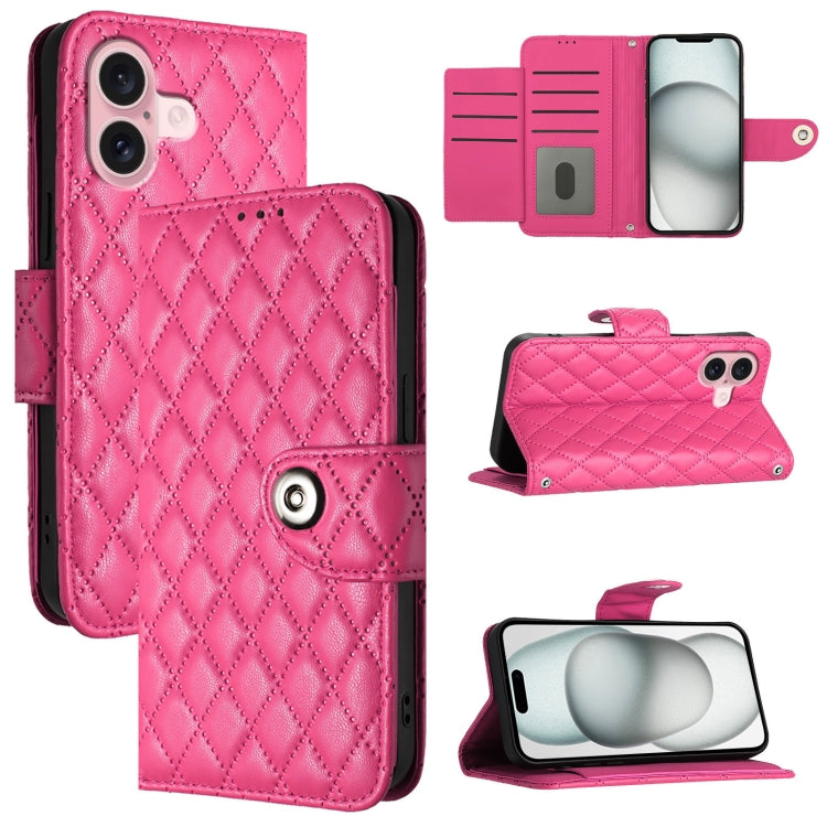 Rhombic Texture Flip Leather Phone Case with Lanyard