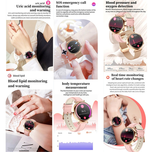 T86 Woman Health 1.27 inch Smart Watch, BT Call / Physiological Cycle / Heart Rate / Blood Pressure / Blood Glucose / SOS
