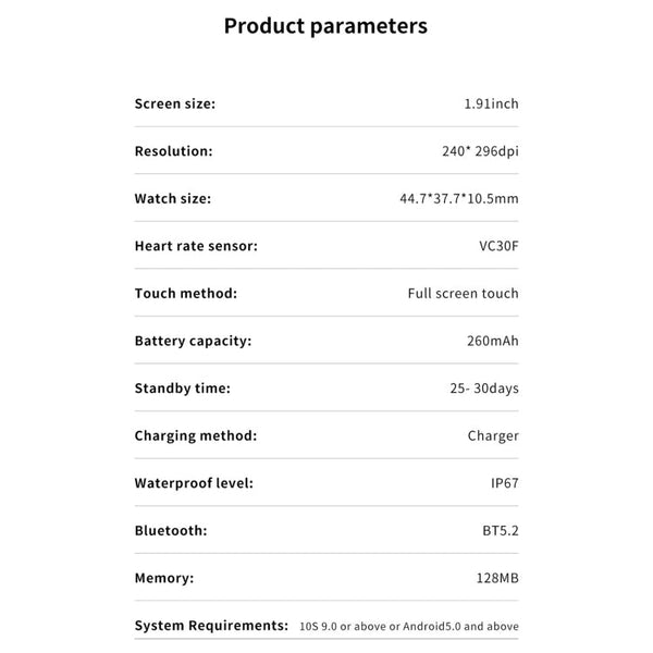 QS11 1.91 inch BT5.2 Smart Sport Watch, Support Sleep / Heart Rate / Blood Oxygen / Blood Pressure Health Monitor