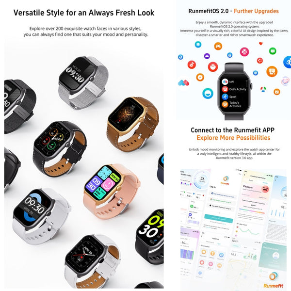 GTS7 2.0 inch Fitness Health Smart Watch, BT Call / Heart Rate / Blood Pressure / MET