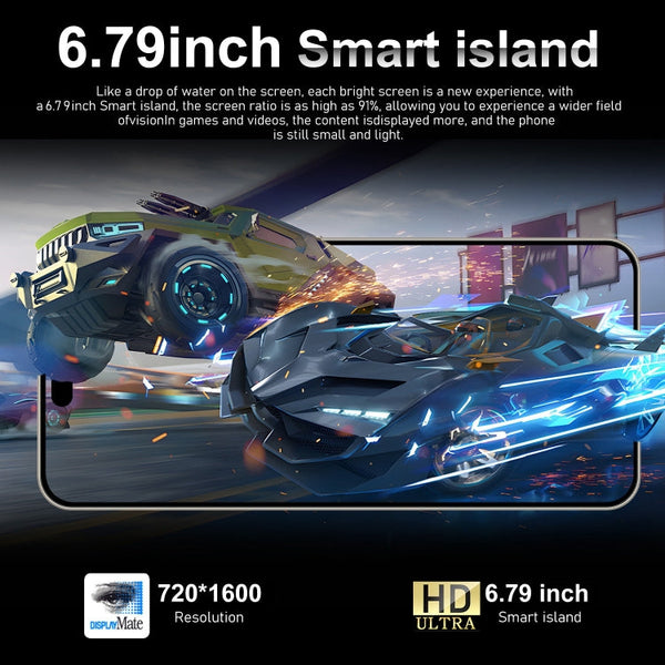 i15 Pro Max / VD1, 6.79 inch Screen, Face Identification, Android 8.1 MTK6753 Octa Core, Network: 4G, Dual SIM, 3GB+32GB