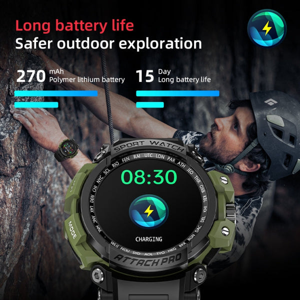 LOKMAT ATTACK Pro 1.32 inch BT5.1 Smart Sport Watch, Support Bluetooth Call / Sleep / Blood Oxygen / Heart Rate / Blood Pressure Health Monitor