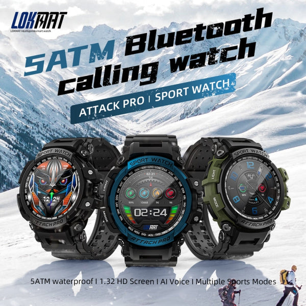LOKMAT ATTACK Pro 1.32 inch BT5.1 Smart Sport Watch, Support Bluetooth Call / Sleep / Blood Oxygen / Heart Rate / Blood Pressure Health Monitor