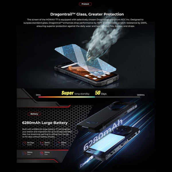 HOTWAV T7 Rugged Phone, 6280mAh, 6.52 inch Android 13 MT8788 Octa Core, Network: 4G, OTG
