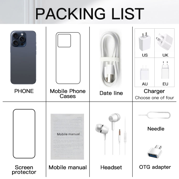 i15 Pro Max / Q5A, 6.5 inch Screen, Face Identification, Android 10 MTK6762 Octa Core, OTG, NFC, Network: 4G, Dual SIM, 6GB+128GB