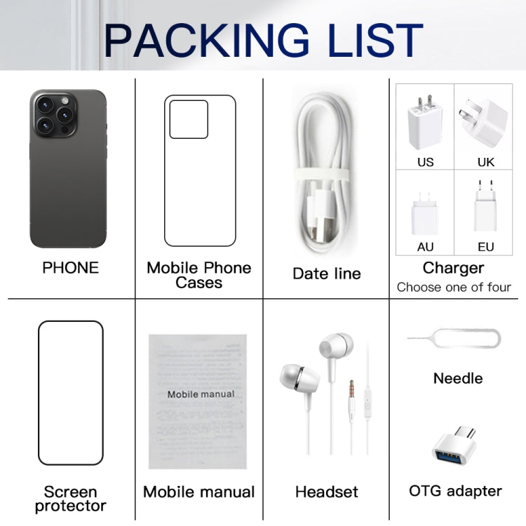 i15 Pro Max / Q5, 6.5 inch Screen, Face Identification, Android 8.1 MTK6580P Quad Core, Network: 3G, Dual SIM, 2GB+16GB