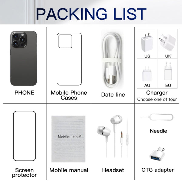 i15 Pro Max / Q5, 6.5 inch Screen, Face Identification, Android 8.1 MTK6580P Quad Core, Network: 3G, Dual SIM, 2GB+16GB