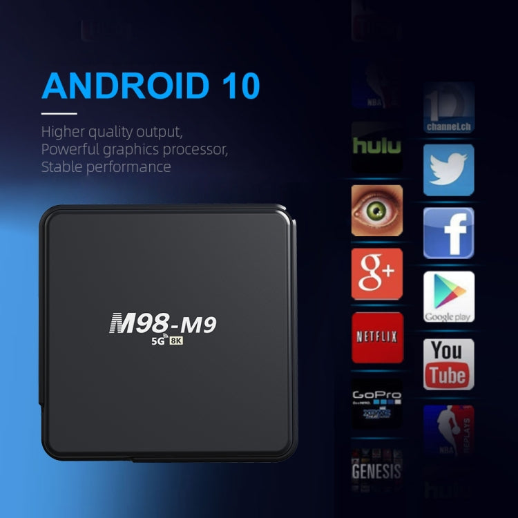 M98-M9 Quad-core ARM Cortex-A53 WiFi Bluetooth 4K HD Android TV Box, 2GB+8GB