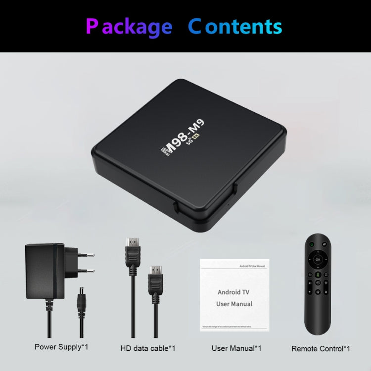 M98-M9 Quad-core ARM Cortex-A53 WiFi Bluetooth 4K HD Android TV Box, 2GB+8GB